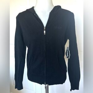 Hale Bob Black Zip-Up Jacket with Stand-Up Collar. Women’s.
